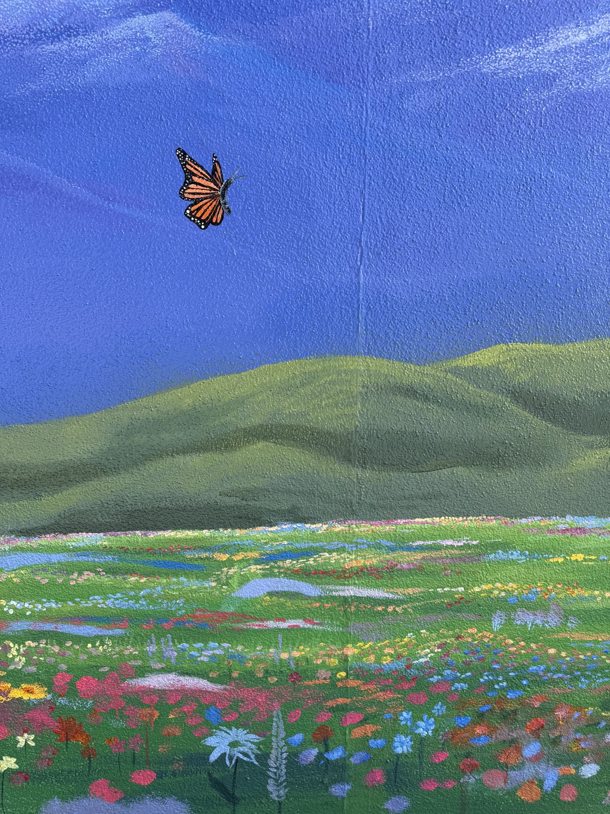 Landscape Mural with Bees & Flowers